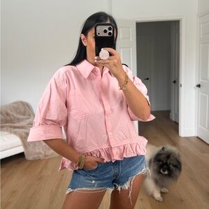 Pink button up shirt size medium new
